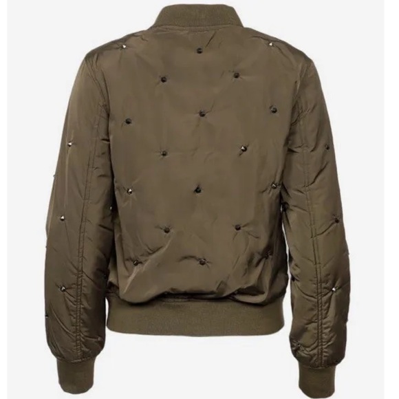 Nanette Lepore Studded Olive Bomber Jacket, Size Medium NWT! - Picture 3 of 13